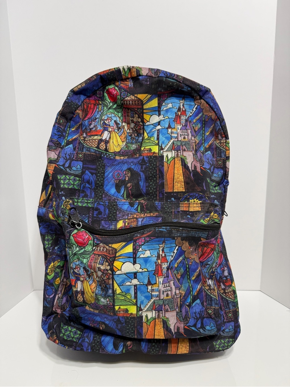 Hot Topic Multicolor Stained-Glass Castle Print Backpack